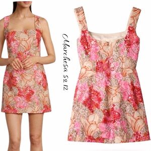 Muse by Marchesa Floral Sequin Mini Dress | Square Neck | A-Line | NWT | Size 12